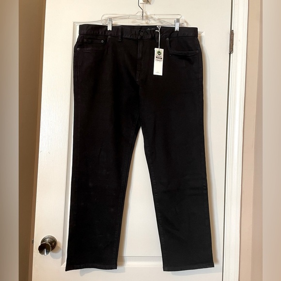 Outerknown Jet Black Organic Cotton Local Straight Fit S.E.A. Jeans 38x30 NWT - Picture 1 of 10
